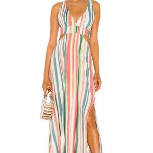 Cutout rainbow stripe maxi dress